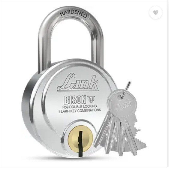 Link Bison 59mm Padlock | Lock For Door, office, Shop | Hardened Shackle, Steel Body Padlock  (Silver)
